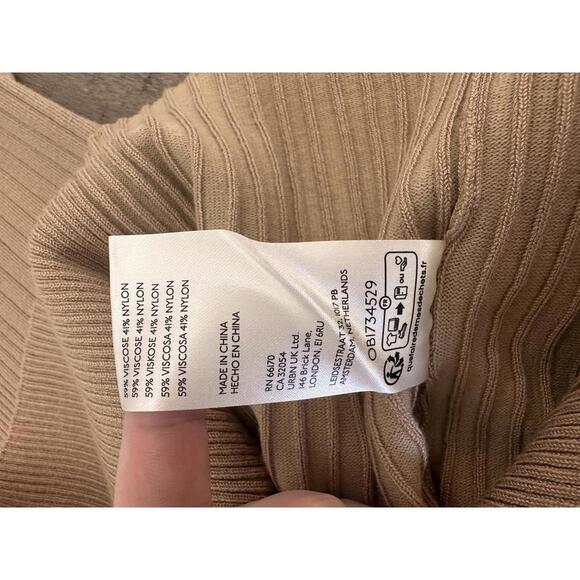 NWT By Anthropologie Ribbed Polo Mini Dress Long Sleeve Tan Women’s size Large - Picture 7 of 12